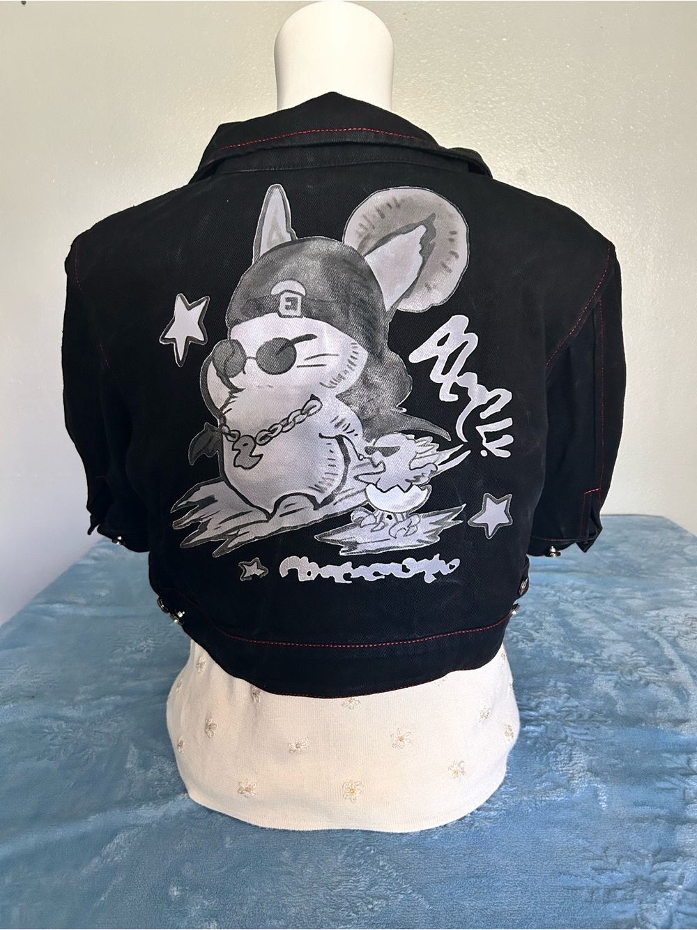 Final Fantasy XIV FFXIV Hip Street Cropped Denim Jacket Black L